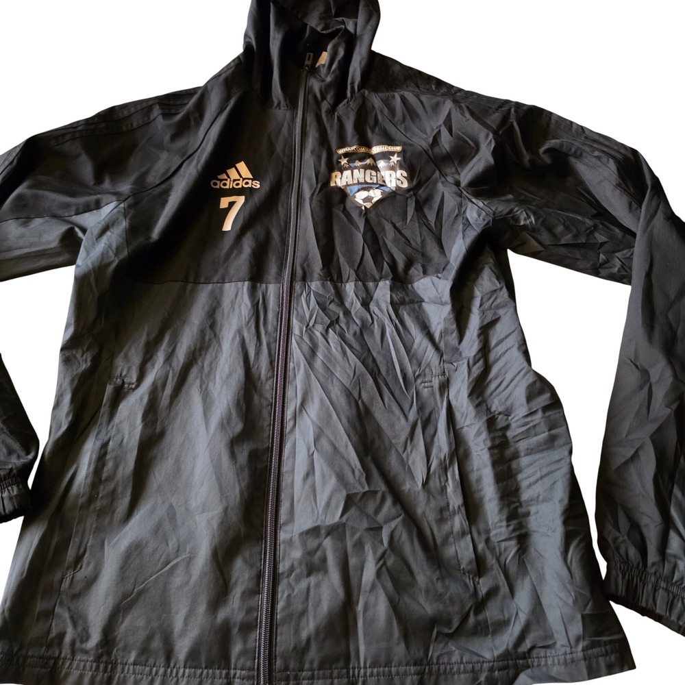 Adidas Whatcom FC Rangers Soccer Jacket Mens Small Black Hooded Full Zip 7